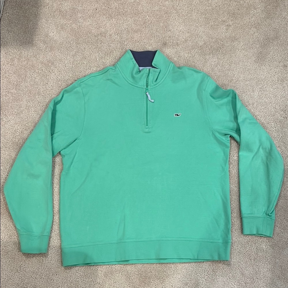 Vineyard Vines Men's Green Quarter-Zip Sweater